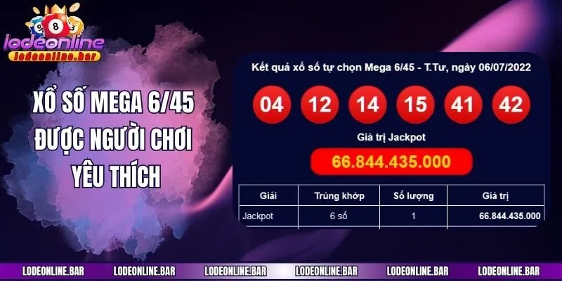 Xổ số mega 6/45 được người chơi yêu thích